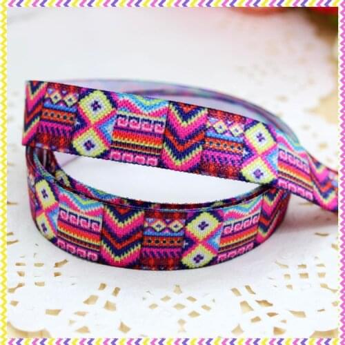 DHK 5/8'' 5yards Fold Elastic FOE pattern printed headband headwear hair band diy decoration OEM Wholesale C257