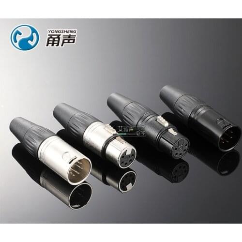 1Pcs Ningbo Yongsheng gold-plated five-core XLR fever audio male and female plug YS1365N/1375N-BG accessories HIFI