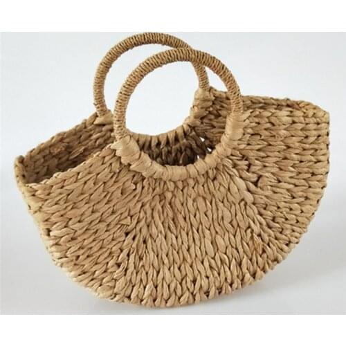Simple All-Match Handbag Ladies 2020 New Handbags Women Round Bucket Straw Bag Korean Handmade Woven Basket Rattan Handbag