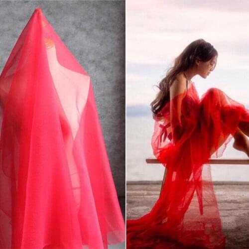 Bubble Texture Organza Transparent Mesh Pleated Lace Tutu Skirt Wedding Dress Diy Designer Clothing Fabric