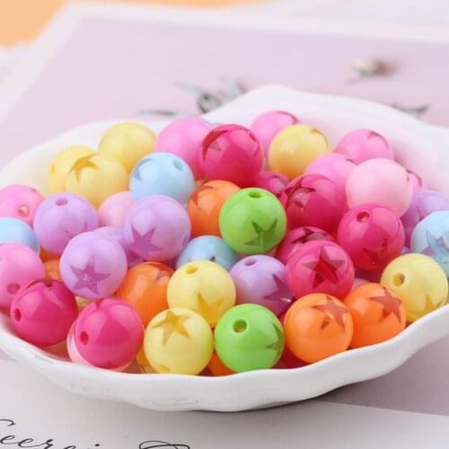 Transparent Star Printing Solid Colors Gumball Necklace Bracelet Round Beads 12mm 480pcs Plastic Acrylic Lucite Jewelry DIY