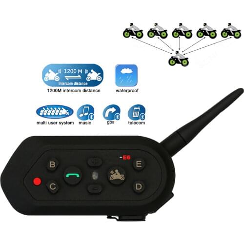 EJEAS E6 Motorcycle Communication System Vox Bluetooth Motorbike Intercom Helmet Headset Upgradable Program MP3 Helmet Interphon