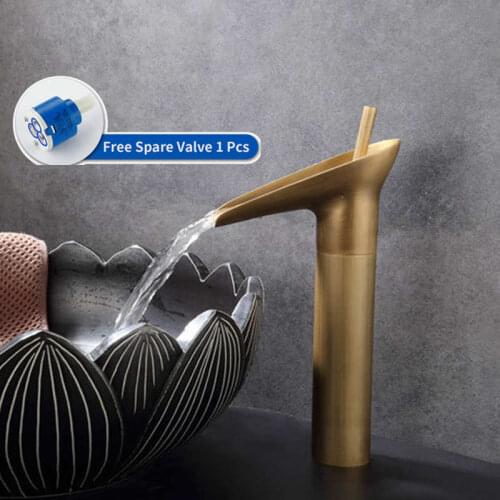 Gisha Deck mounted single handle antique bathroom mixer tap solid brass basin sink mixer faucet cold and hot water mixer G1034