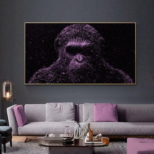 Modern Animal Wall Art Decor Canvas Painting Purple orangutan Poster Print Canvas Art Pictures for Kids Room Quadros Home Decor