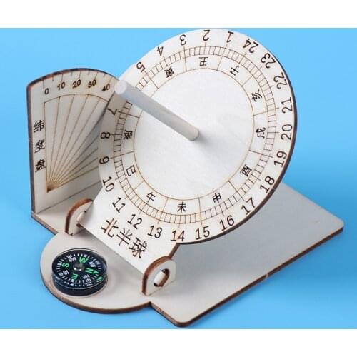 Students wooden science technology small invention DIY sun clock sundial science and education puzzle hand-assembled materials