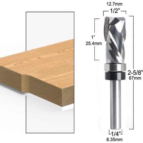 Bearing Ultra-Perfomance Compression Flush Trim Solid Carbide CNC Router Bit for woodworking end mill 1/4" 6mm Shank