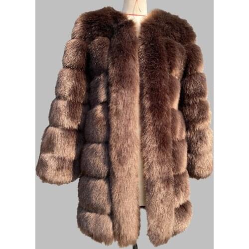 1.7kg Warm Fur Coat Long Fluffy Fur Coat Winter Women Luxury Faux Fox Fur Parkas Furry Fake Fur Plus Size Fur Outerwear F2294