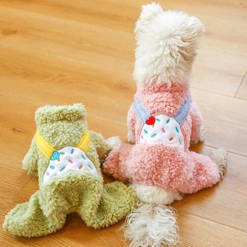 Thickening Stylish Puppy Winter Clothes Soft Fleece Dog Jumpsuit Warm Overalls Jacket Lovely Design Puppy Winter Pet Clothes