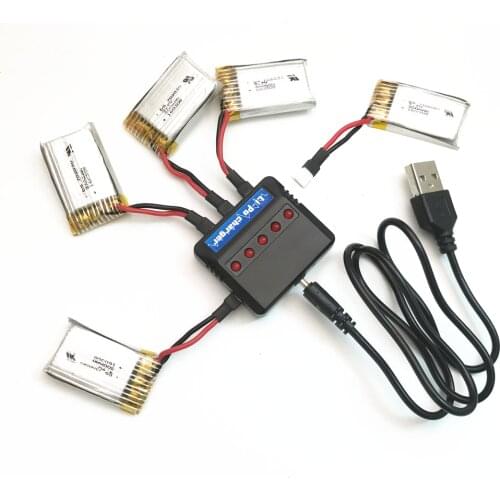 High Quality 5pcs 3.7V 300mAh 45C For 1306 Udi U816 U830 F180 E55 FQ777 FQ17W Battery With Charger For RC Quadcopter Spare Part