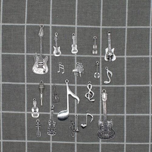 10pcs Mixing Musical Instrument Pendants Mixed Alloy Music Note Guitar Charms For DIY Handmade Jewelry Making Finding X1898