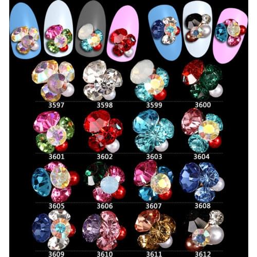 100PCS New Big Rhinestone glitter nail flower Nail Decoration Crystal Nail Jewelry luxury crystal nail charms ***3597-3612
