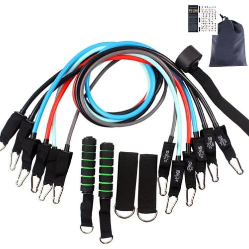 11 Pieces/Set 200lbs Resistance Band Tension Band Gym High Elastic Sports Equipment Tension Band Muscle Shaping Training