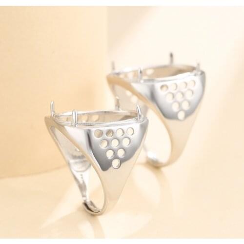 15*19mm 925 STERLING SILVER men Semi Mount Bases Blanks base blank Pad ring Setting wedding jewelry findings diy A5867