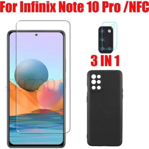 3-in-1 Case + Camera Tempered Glass On For Infinix Note 10 Pro NFC ScreenProtector Glass For Infinix Note 10 Pro 2.5D Glass
