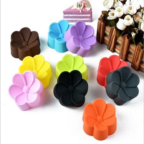 4pc 7cm Silicone Cherry Begonia Flower Cake Mold Muffin Cup BakingTool Chocolate Jelly Pudding Mould Birthday Wedding Decoration