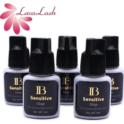 5 Bottles IB Sensitive Glue Professional Individual Eyelash Extension Black Cap 5ml Low Irritation Lash Glue Wholesale Makeup