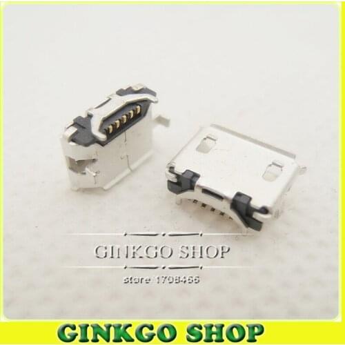 50pcs/lot,Micro 5pin usb connector charging connector Type B connector DIP four feet for repair mobile phone with horn