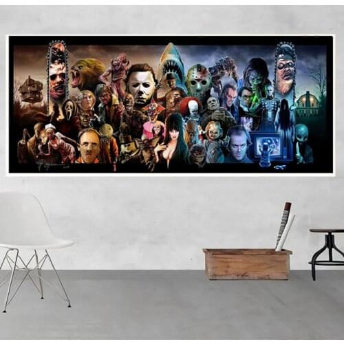 5D DIY Full Diamond Painting Classic Horror Villains and Monsters MASH UP Movie Character Collage Cross Stitch embroidery Gift