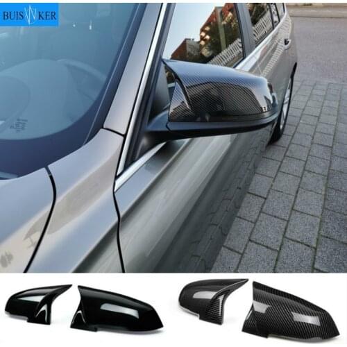 2pcs Auto Car Rear View Side Mirror Cover Trim For BMW F20 F21 F22 F23 F30 F31 F32 F36 X1 E84 F87 M2 Carbon Fiber Style