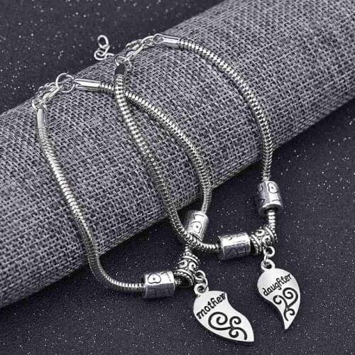 Daughter Mother charm mothers day steel bracelets stainless mum