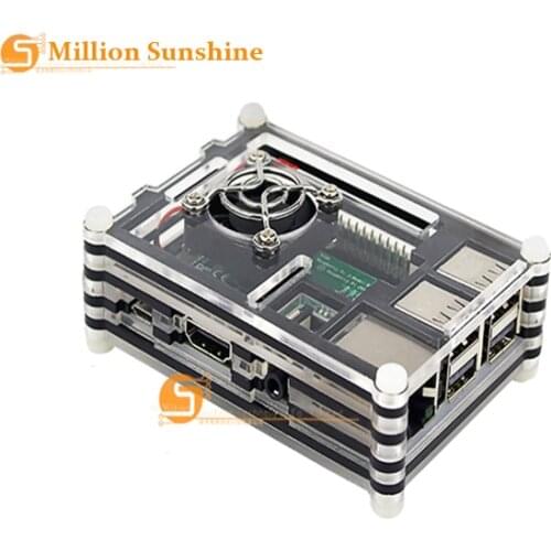 Raspberry Enclosure Case 9 Layer Acrylic Cover Shell with Cooling Fan for Raspberry Pi 3 Model B+ Plus