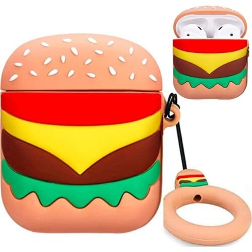 Hamburger Case for Airpods 1&2 Cute Silicone 3D Funny Cartoon Food Airpod pro Cover Unique Cases for Girls Kids Women Air pods