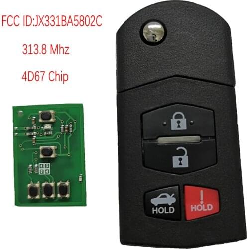 Datong World Car Remote Key For Mazda FCC ID JX331BA5802C 313.8 Mhz 4D63 Chip Auto Smart Remote Control Replace Car Key