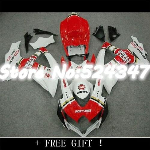 Injection High grade fairing kit for A K8 GSXR 600 700 2008 2009 2010 GSXR600 GSXR750 08 09 10 red LUCKY STRIKE fairings
