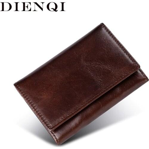 DIENQI Rfid Real Genuine Leather Men Wallets Slim Card Holder Small Mini Wallet Money Bag Male Purses Walet Dropshipping 2021