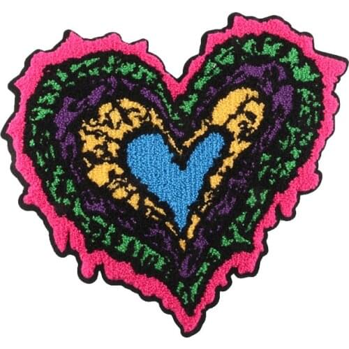 Colorful Love Patches for Kids Clothes DIY Children Stripes Sew on Appliques Thermo Clothing Stickers Embroidery Heart Badge