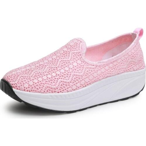 Summer Women High Quality Lace Women Sneakers Platform Heel 5 Cm Toning Shoes For Women Deportesy Fitnes Sapato Feminino