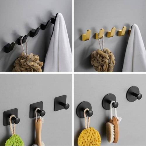 No Drilling Bathroom Towel Hooks Clothes Hanger Coat Hooks Wall Decoration Bathroom Livingroom Kitchen Accessories