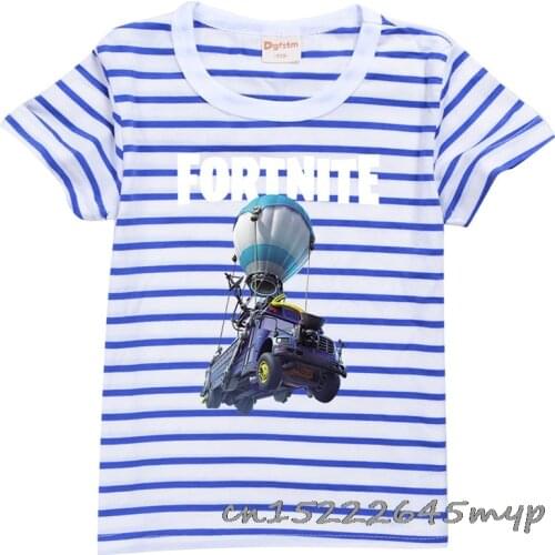 Summer girl 3D Fortnite Printing Striped Boys T-shirt Fashion Casual Short Sleeve Childrens Sports Undershirt Kids Tops