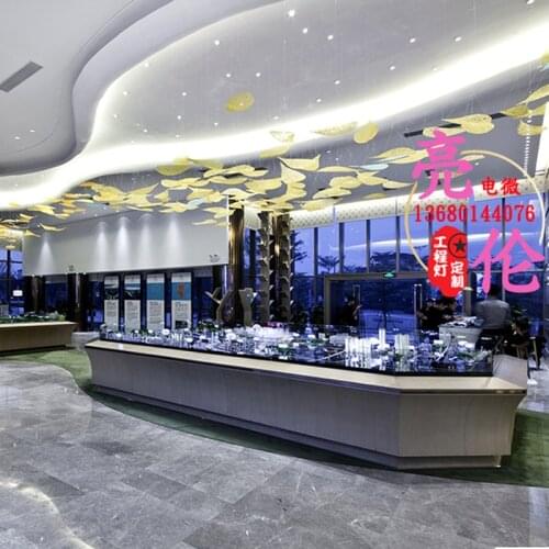 Hotel lobby chandelier small fresh creative restaurant clubhouse hall art glass leaf decoration chandelier custom