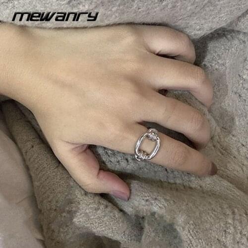 Mewanry 925 Sterling Silver Geometric Lines Couples Rings Fashion Vintage Simple Design Party Jewelry Gift for Women Wholesale
