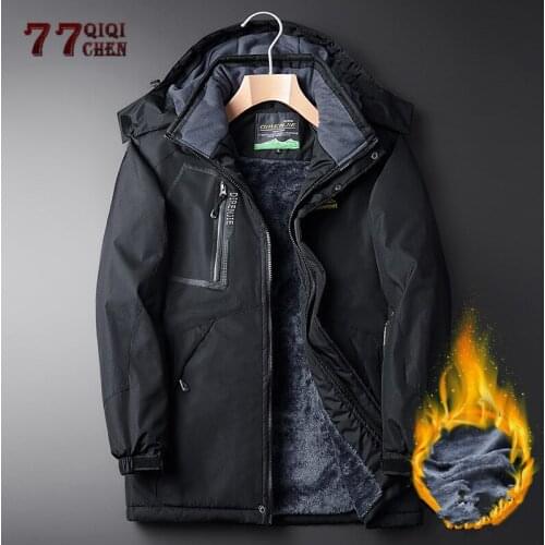 Winter Windbreaker Fleece Jacket Men Thick Velvet Warm Parkas Thermal Windproof Waterproof Hood Coats Outwear Male Parka Hombre
