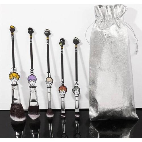 5pcs Japan Anime Cosplay Makeup Brushes Set Volleyball Club Brush Foundation Powder Eyeshadow Eyebrow Makeup Tool With Bag