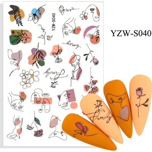 Colorful Lavender Nail Stickers Nail DECAL FOR NAIL Adhesive Nail Art Sticker For Nails Geometric Face Letter Words Nail Decals