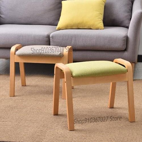 Home Living Room Small Bench Simple Solid Wood Creative Sofa Stool Fabric Shoe Changing Stool Low Stool
