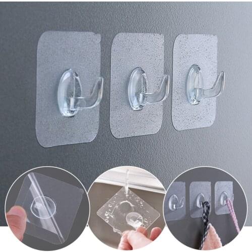 Invisible Sticky Hook Adhesive Sticker For Kitchen Waterproof Wall Hanging Wall Hooks Nail-Free Hanger Practical Home Decor