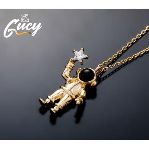 925 Sterling Silver Creativity Space Astronaut Robot Pendant Necklace Hip Hop Street Pop Personality Punk Jewelry Hot Selling