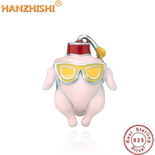 Fit Original Pandora Charm Bracelet Necklace Jewelry 925 Sterling Silver Cartoon Peru With Pink Enamel Body Yellow Glasses Beads