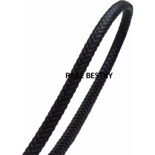 2m/lot approx: 8*5mm black Flat Braided Leather Bracelet Findings Leather Cord String Rope DIY Necklace Bracelet Making Cords