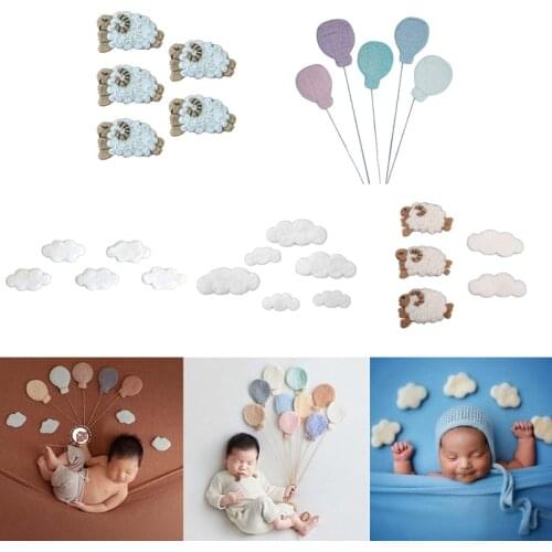 Baby Newborn Photography Props Wool Felt Clouds Sheep Balloons Photo Decorations B36E