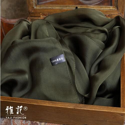 Real Silk Scarf Women Olive green 100% Pure Silk Wrap Echarpe Brand Natural Silk Scarves Printed Foulard Femme for Ladies