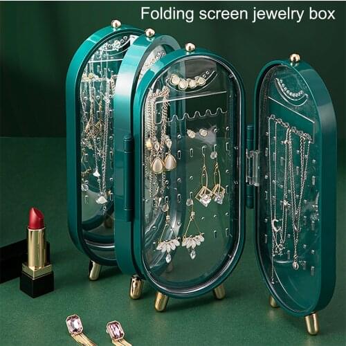 Jewelry Storage Box Earrings Display Stand Bracelet Necklace Organizer Foldable Portable Plastic Box 4 Doors 240 Holes Large