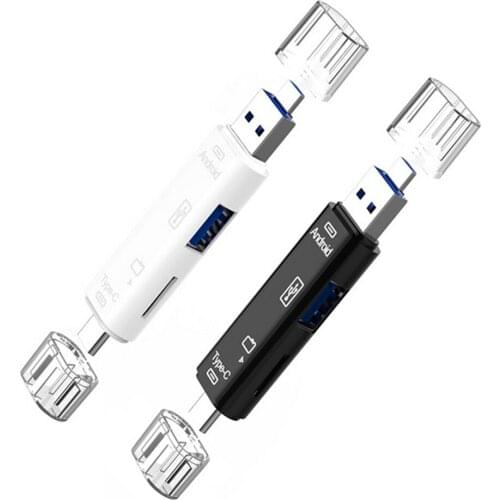 Smart Card 5 in 1 Type-C Micro USB OTG Dock TF Memory Card Reader USB HUB Multifunction Adapter Portable for Phone Laptop