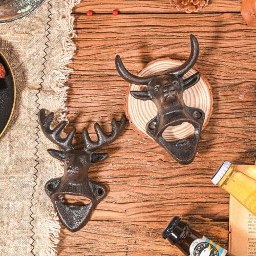 Sungmor Cast Iron Bottle Opener - Heavy Duty Wall Beer Bottle Opener - 6 Inch Wall Mount Bottle Cap Openers-Vintage Rustic Style