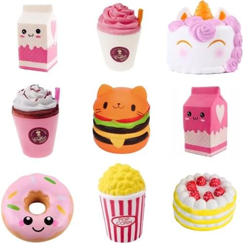 Anti-stress Squishy Hamburger Milkshake Stress Relief Antistress Surprise Jokes Squish Slow Rising Gift Squshy dimplecorn Toys