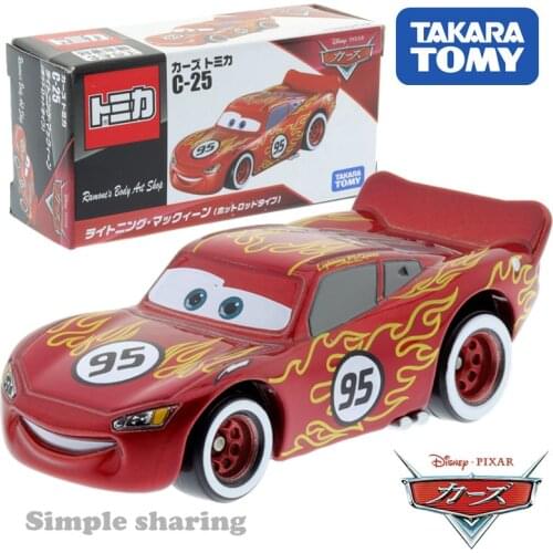 Takara Tomy Disney Cars Tomica C-25 Lightning McQueen Hot Rod Type Car Toy